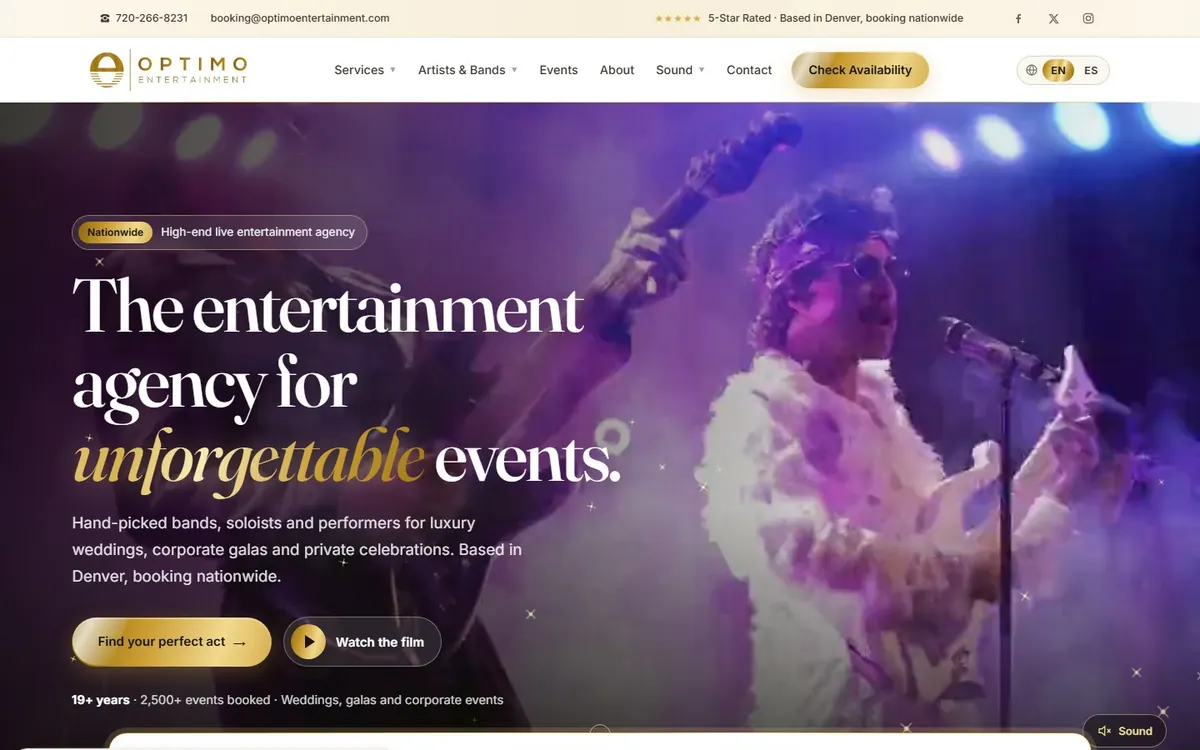 Optimo Entertainment website