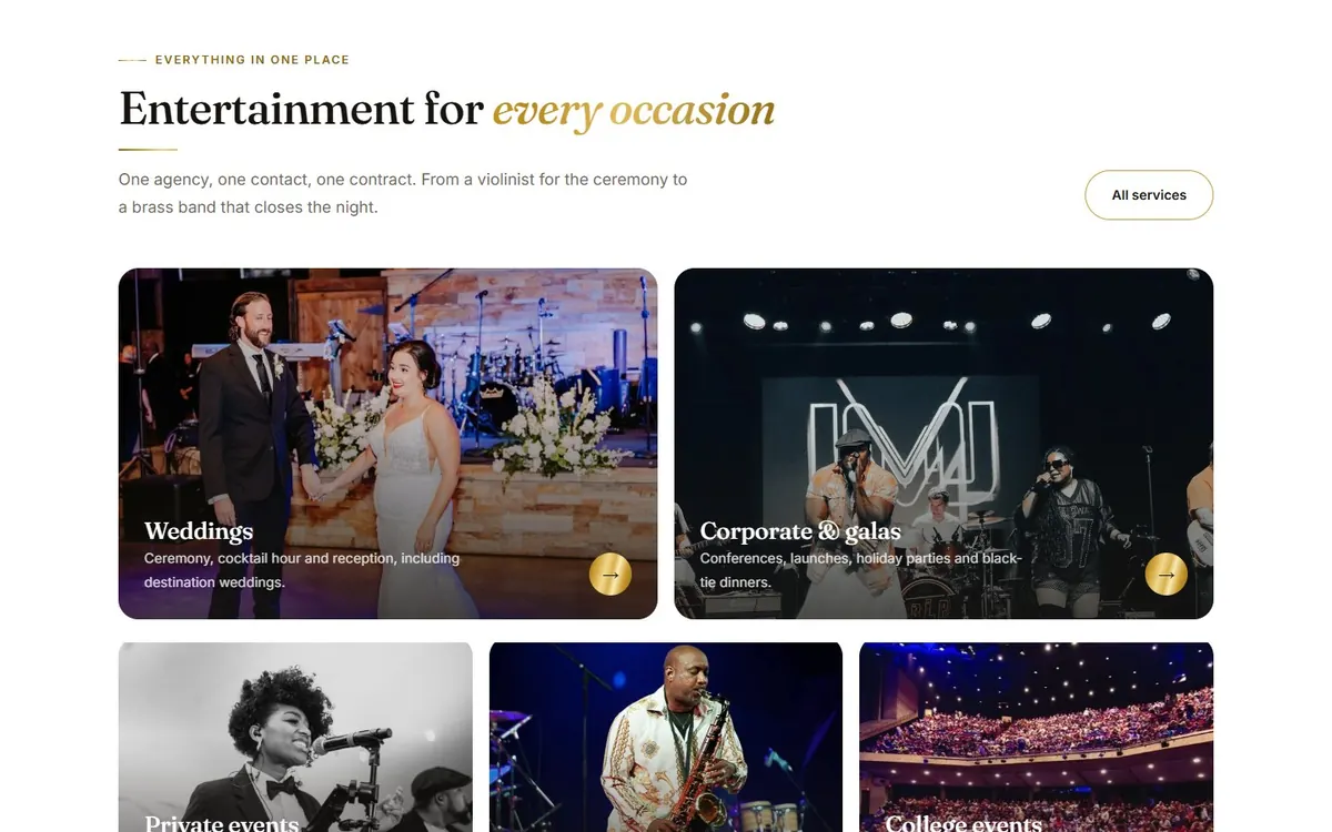 Optimo Entertainment website section 4