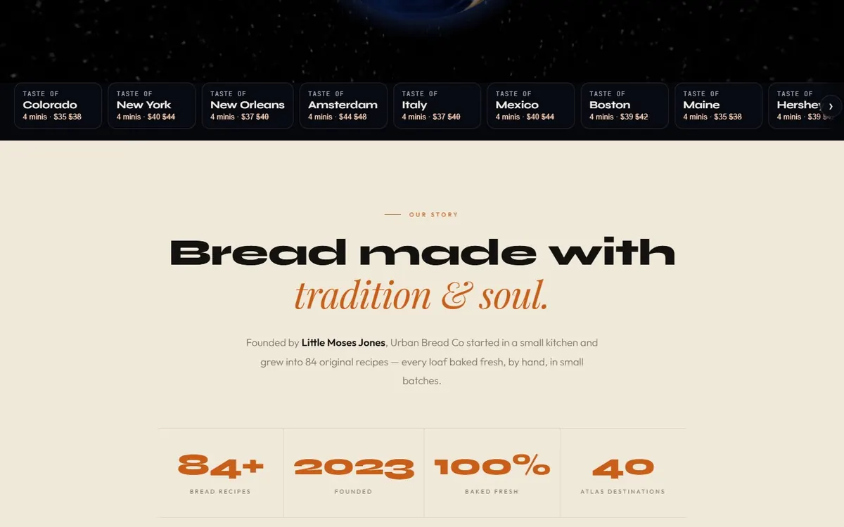 Urban Bread Co. website section 3