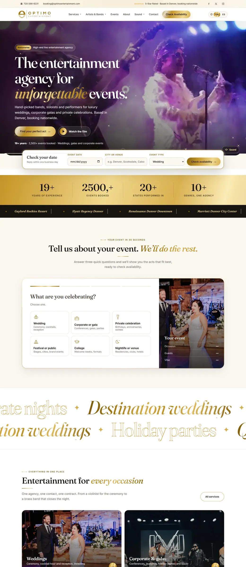 Optimo Entertainment website by Spark The Buzz