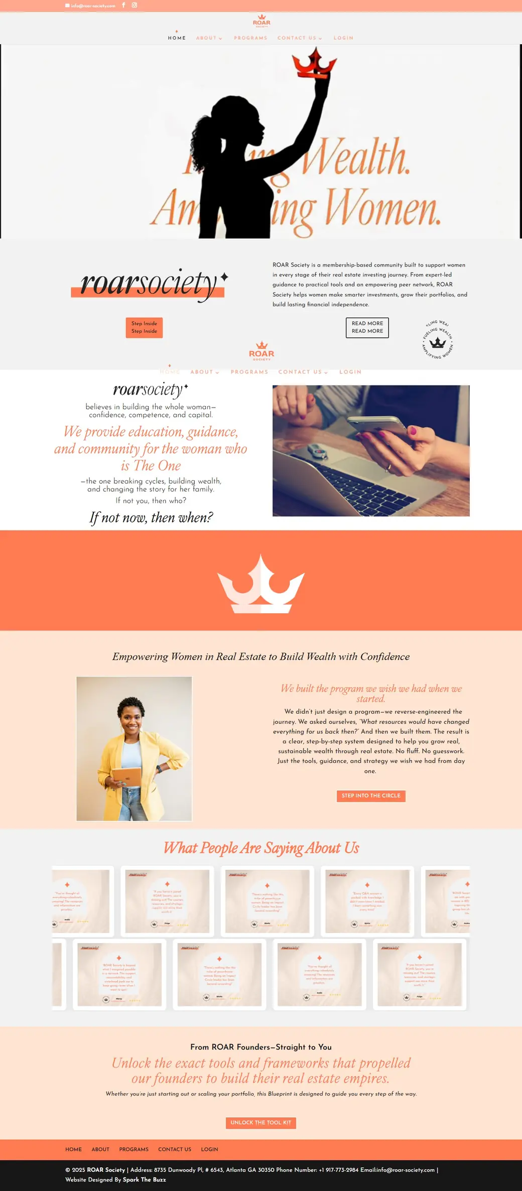 ROAR Society website by Spark The Buzz