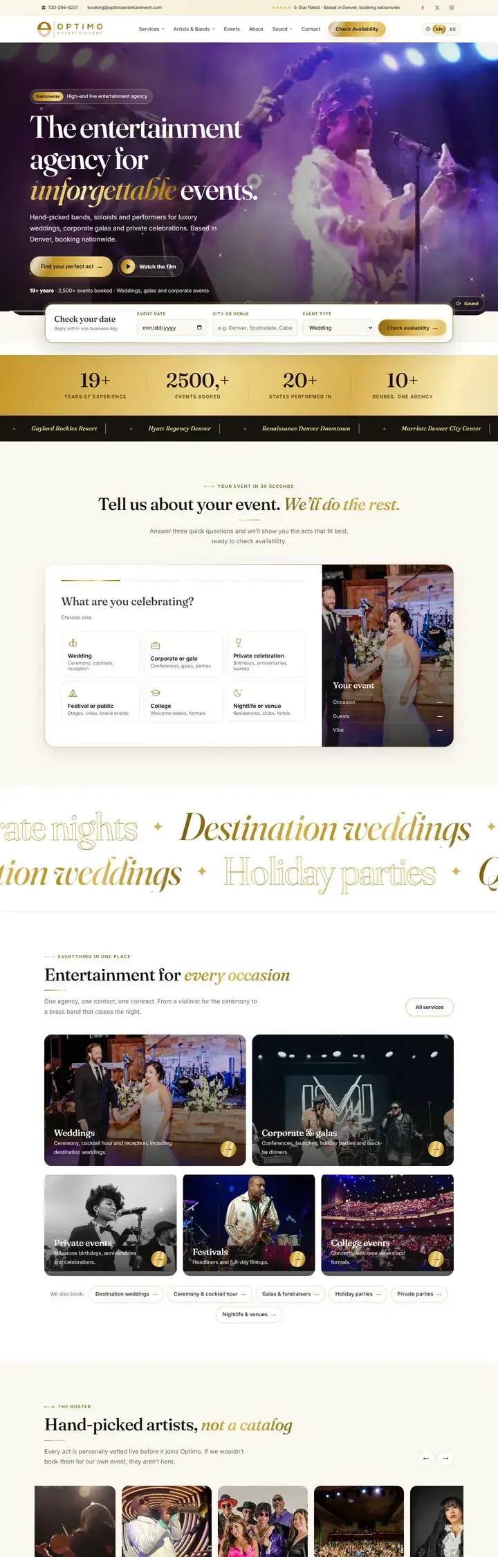 Optimo Entertainment website designed by Spark The Buzz