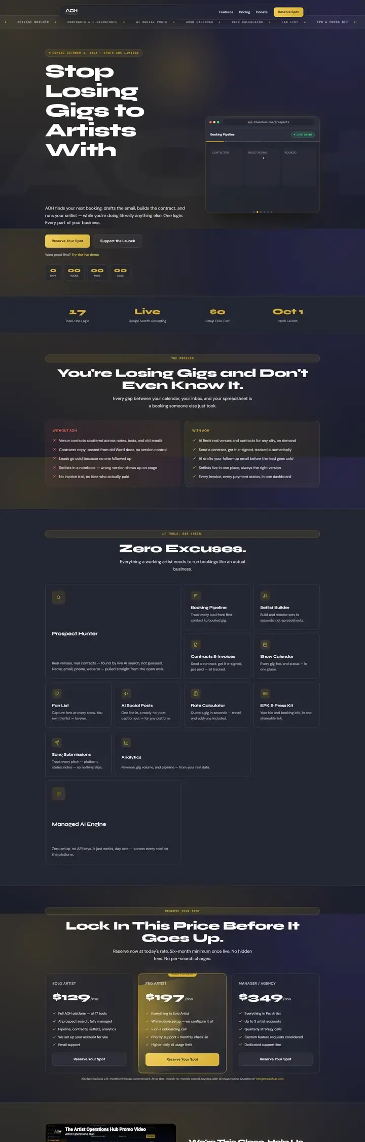The AO Hub website designed by Spark The Buzz